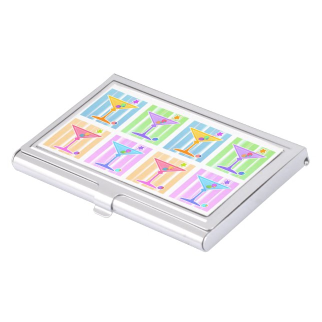 PASTEL POP ART MARTINIS CASE FOR BUSINESS CARDS (Front)