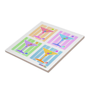 PASTEL POP ART MARTINIS CERAMIC TILE