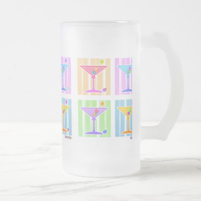 PASTEL POP ART MARTINIS FROSTED GLASS BEER MUG (Right)