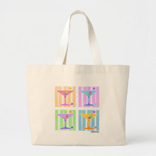 PASTEL POP ART MARTINIS LARGE TOTE BAG