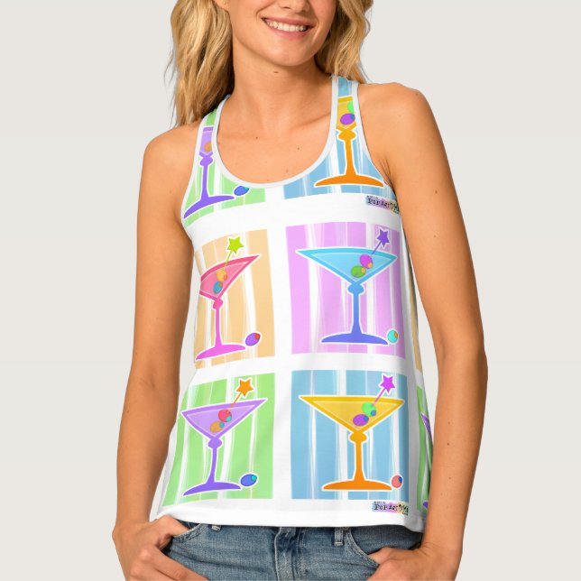 PASTEL POP ART MARTINIS TANK TOP (Front)