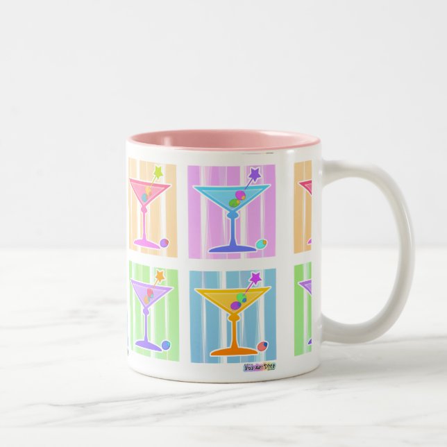 PASTEL POP ART MARTINIS Two-Tone COFFEE MUG (Right)