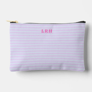 Pastel Pop Stripe Vintage Tiny Initials Monogram Accessory Pouch