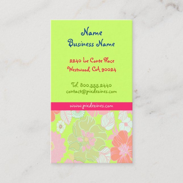 Pastel poppies retro florals business cards (Front)
