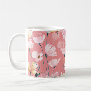 Pastel Poppies: Watercolor Floral Seamless. Coffee Mug