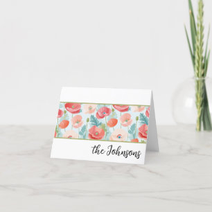 Pastel Poppies Watercolor Stationery Thank You Card