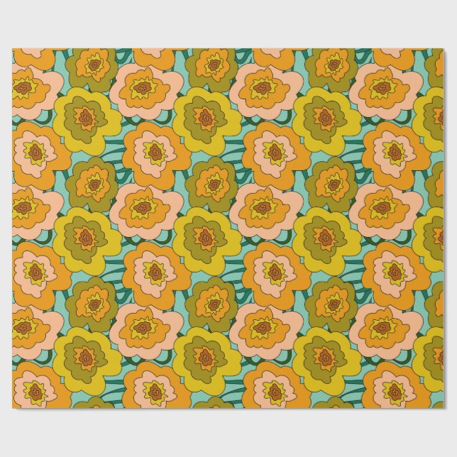 Pastel Poppies Wrapping Paper (Flat)