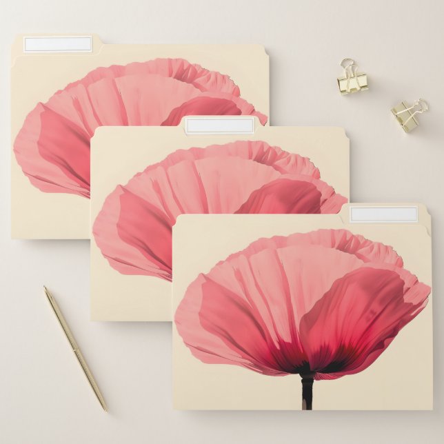 Pastel Poppy Bloom Minimalism File Folder (Set)