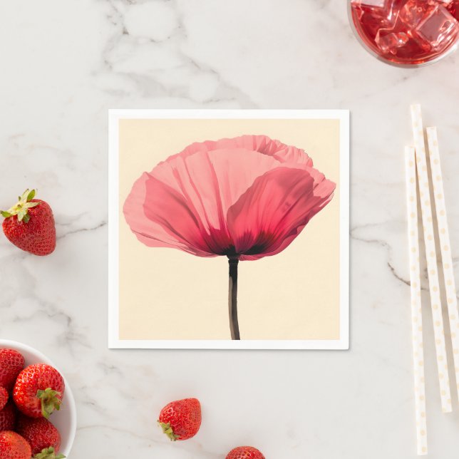 Pastel Poppy Bloom Minimalism Napkins (Insitu)