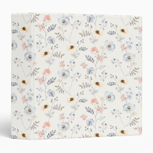 Pastel Poppy Floral Garden Pattern 3 Ring Binder