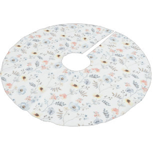 Pastel Poppy Floral Garden Pattern Brushed Polyester Tree Skirt