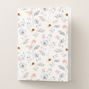 Pastel Poppy Floral Garden Pattern Pocket Folder