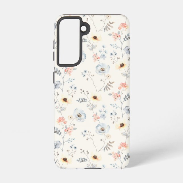 Pastel Poppy Floral Garden Pattern Samsung Galaxy Case (Back)