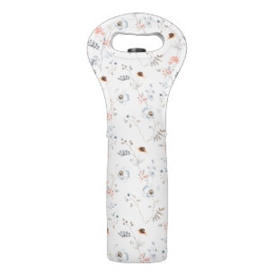 Pastel Poppy Floral Garden Pattern Wine Bag