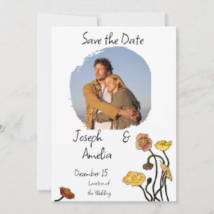Pastel Poppy Watercolor Wedding Save the Date Invitation