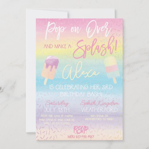 Pastel Popsicle Birthday Party Announcement