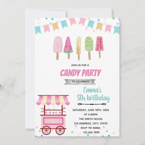 Pastel popsicle popshop invitation