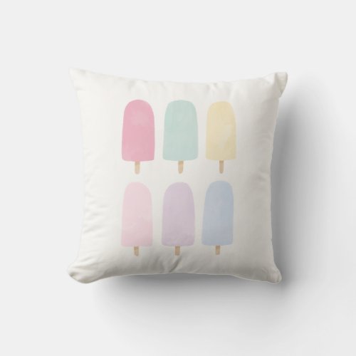 Pastel Popsicles Girls Room Decor Throw Pillow