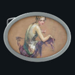 Pastel Portrait Oval Belt Buckle<br><div class="desc">Artist:Guy Hoff | Portrait of an elegant women in pastels</div>