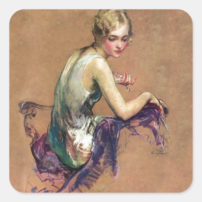 Pastel Portrait Square Sticker (Front)