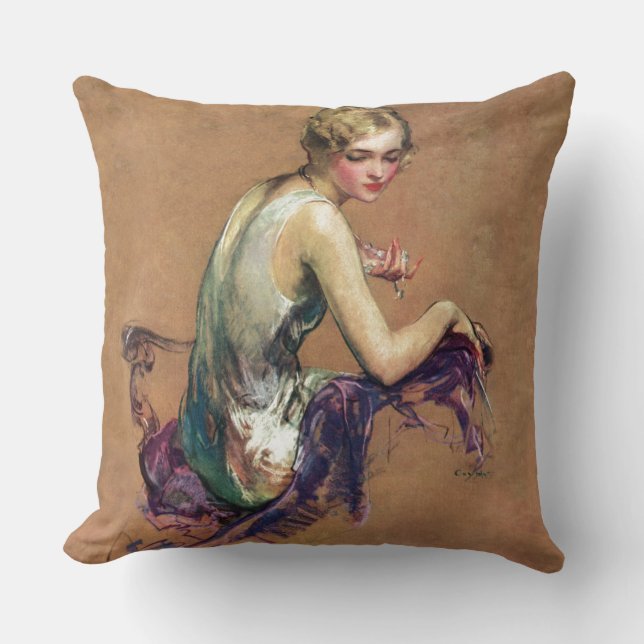 Pastel Portrait Throw Pillow (Front)