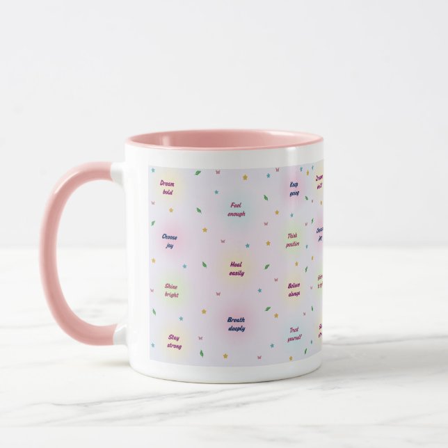 Pastel Positive Affirmations Pattern Mug (Left)