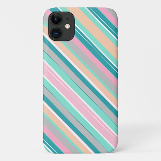 Pastel Positive Vibes Stripes iPhone 11 Case (Back)