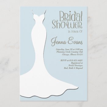 Pastel Powder Blue Bridal Shower Elegant Vintage Invitation by GreenLeafDesigns at Zazzle