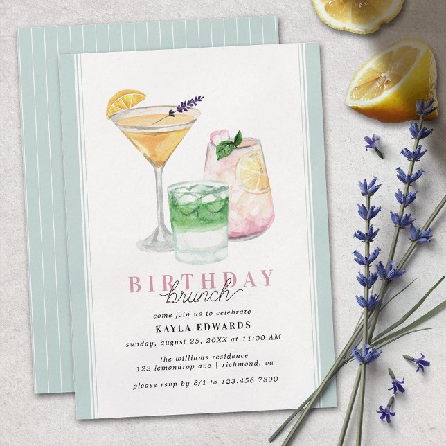 Pastel Powder Blue | Fruity Drinks Birthday Brunch Invitation (Creator Uploaded)