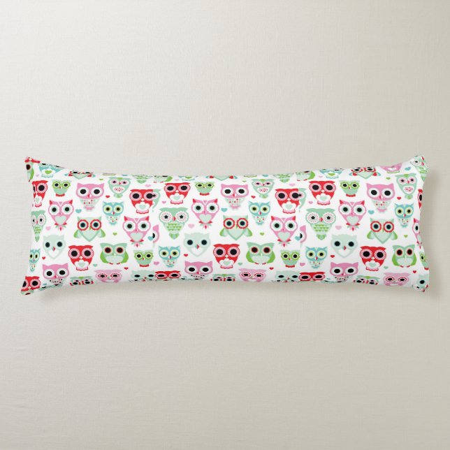 pastel powder color owl background body pillow (Front)