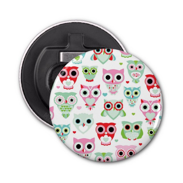 pastel powder color owl background bottle opener (Front)