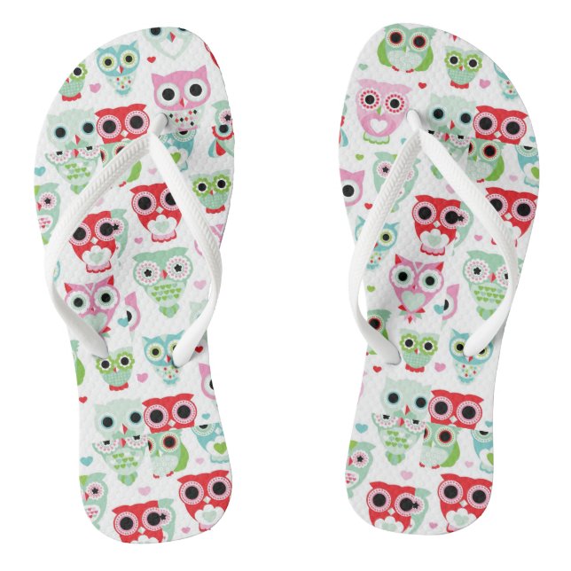 pastel powder color owl background flip flops (Footbed)