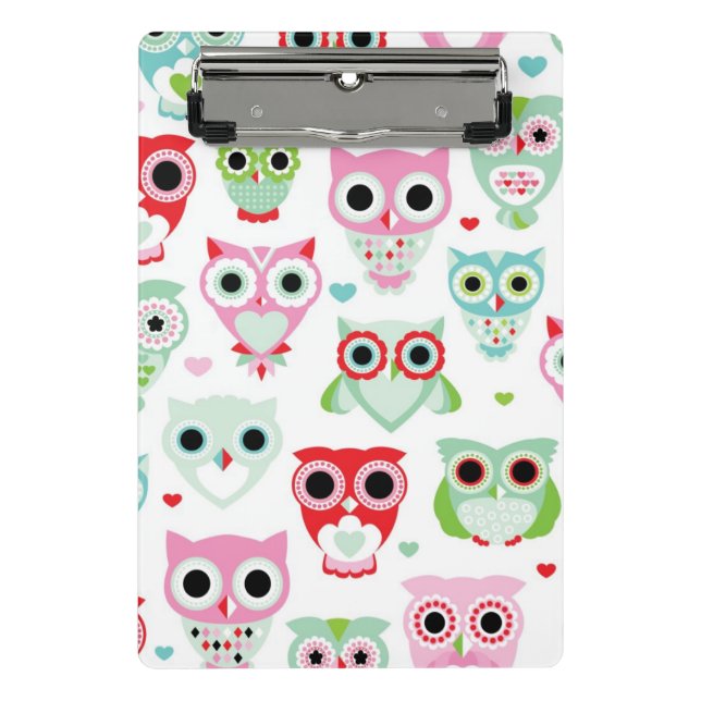 pastel powder color owl background mini clipboard (Front)