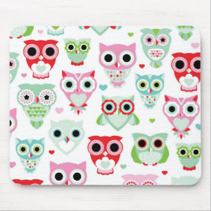 pastel powder color owl background mouse pad