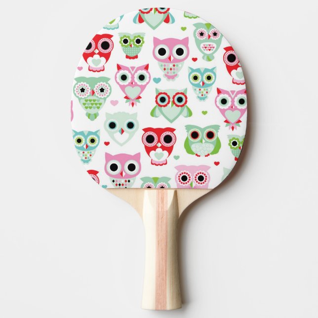 pastel powder color owl background ping pong paddle (Front)