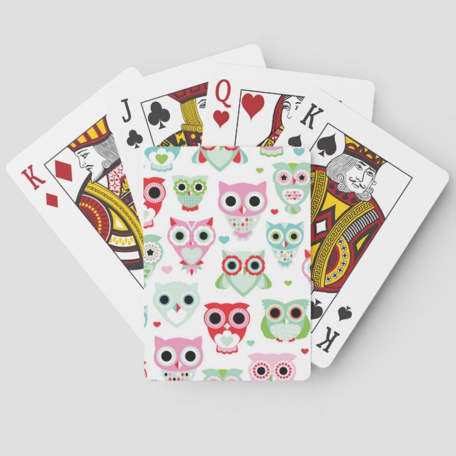 pastel powder color owl background poker cards (Back)