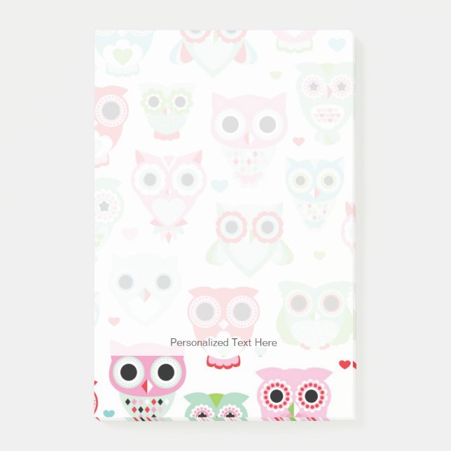 pastel powder color owl background post-it notes (Front)