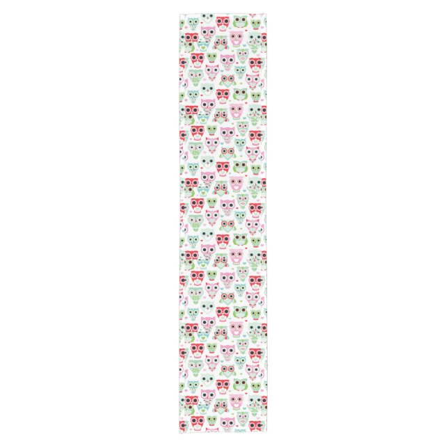 pastel powder color owl background short table runner (Front)