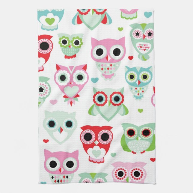 pastel powder color owl background towel (Vertical)