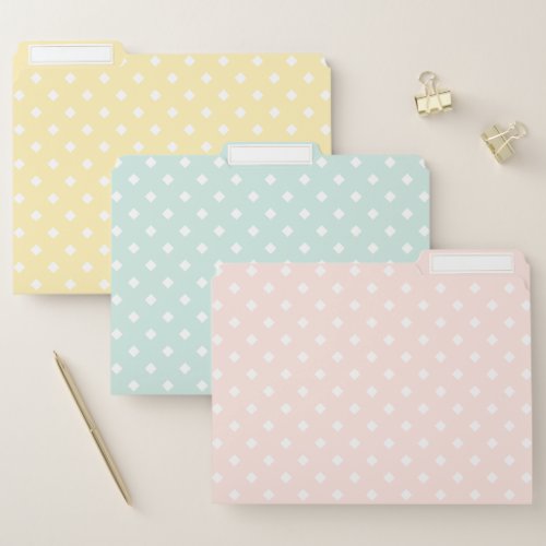 Pastel Preppy Diamond Dots Pattern File Folder