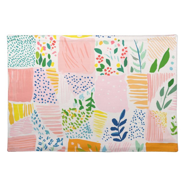 Pastel Preppy Patchwork Cloth Placemat (Front)