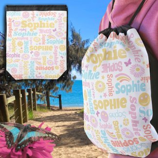 Pastel preppy smilie faces star custom name Sophie