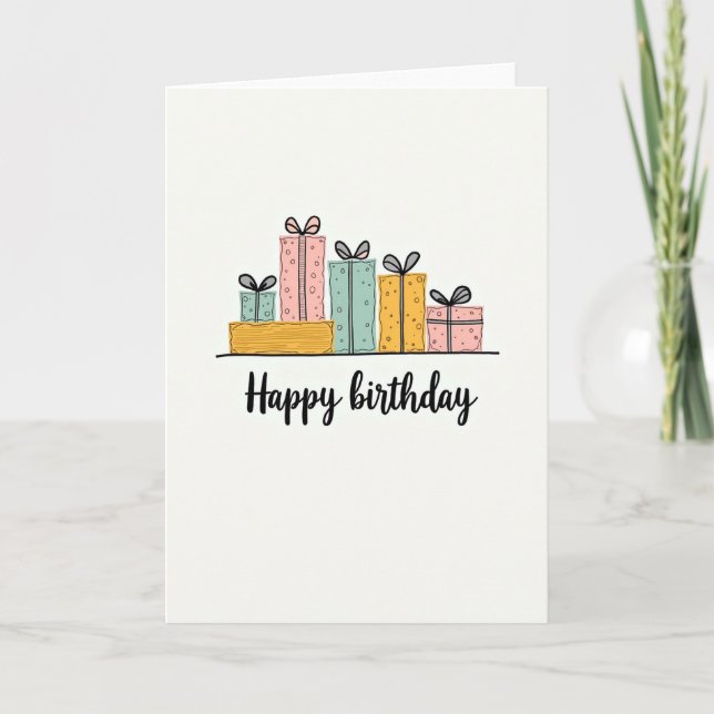 Pastel Presents Birthday Card (Front)