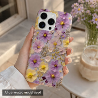 Pastel Pressed Wildflower Cottagecore Pattern iPhone 16 Pro Max Case