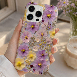 Pastel Pressed Wildflower Cottagecore Pattern iPhone 16 Pro Max Case