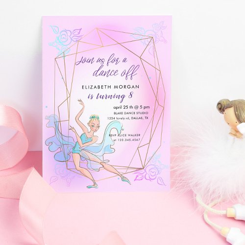 Pastel Pretty Ballerina Birthday Party Invitation