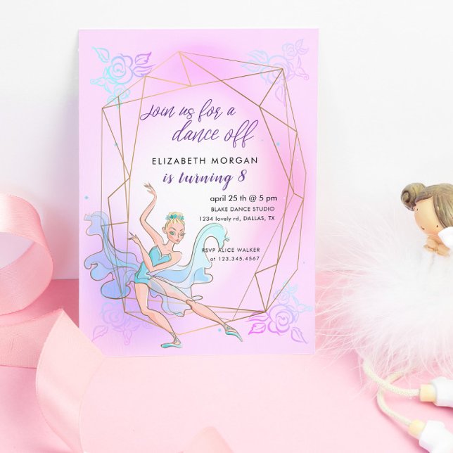 Pastel Pretty Ballerina Birthday Party Invitation (Creator Uploaded)
