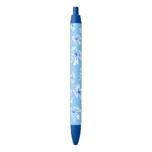 Pastel Pretty Blue and White Flowers Pen