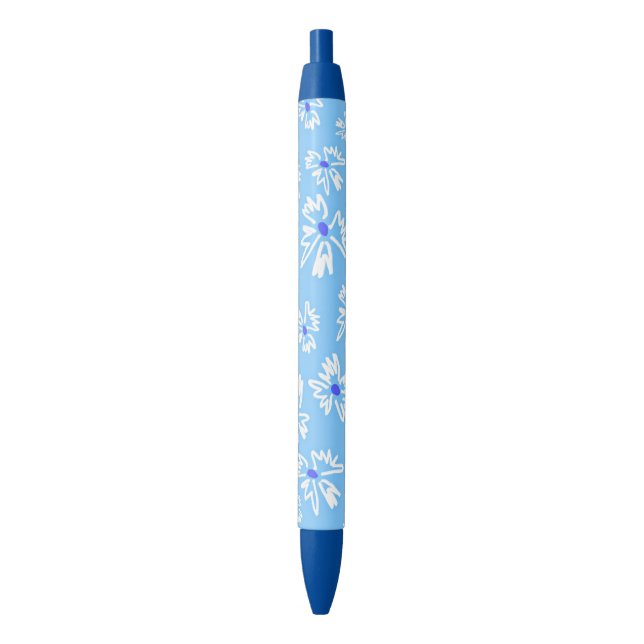 Pastel Pretty Blue and White Flowers Pen (Front Vertical)