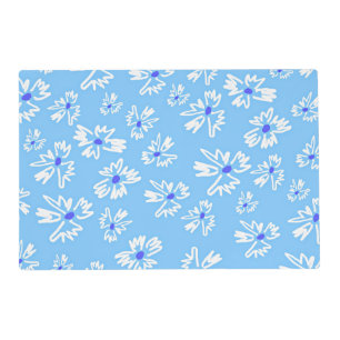 Pastel Pretty Blue and White Flowers Placemat